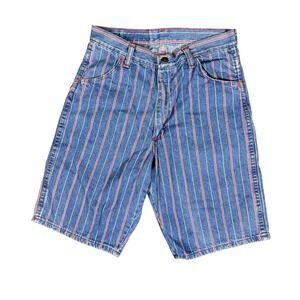 Vintage Wrangler Denim Shorts 26 waist Blue Red Striped made in USA